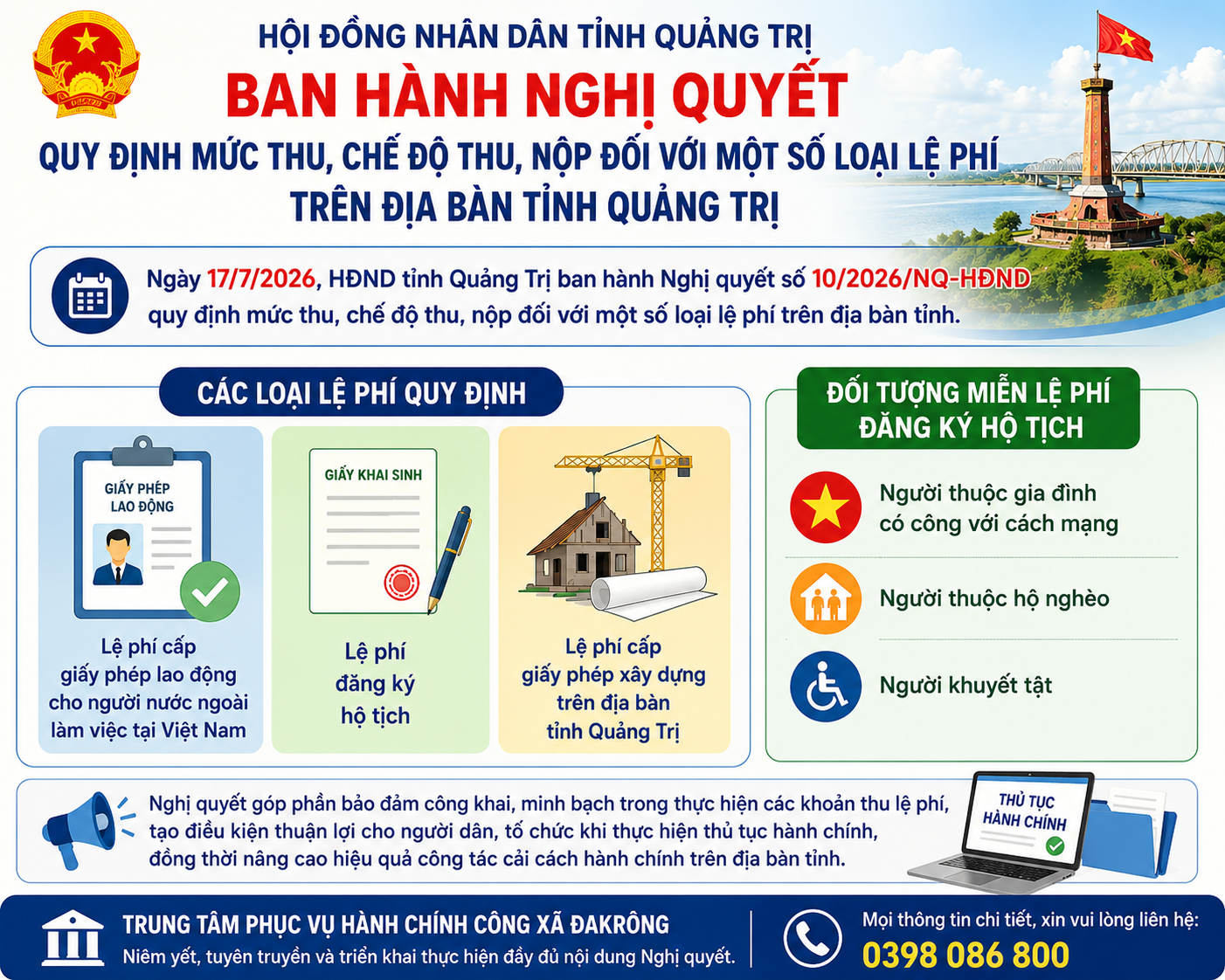 HĐND tỉnh Quảng Trị ban hành Nghị quyết quy định mức thu, chế độ thu, nộp đối với một số loại lệ...