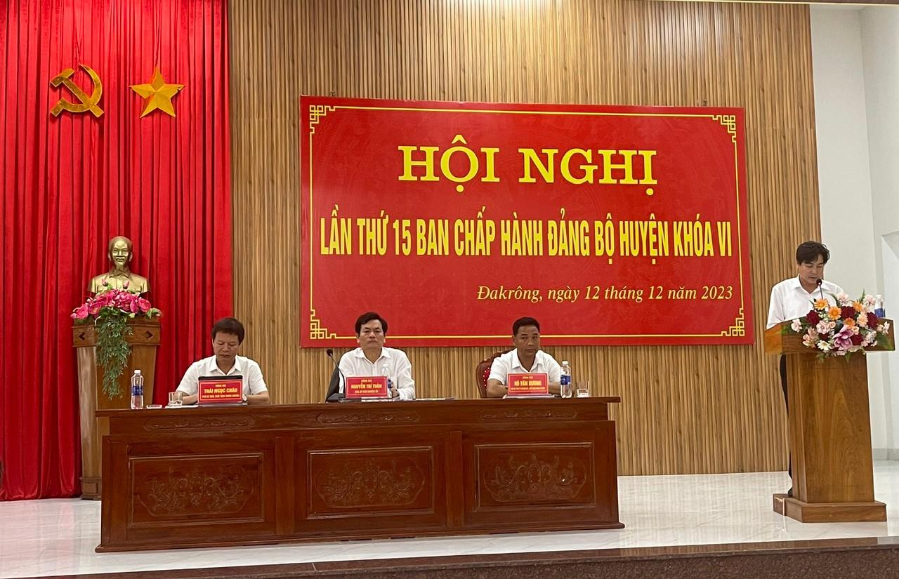 Huyện ủy Đakrông tổ chức hội nghị BCH Đảng bộ huyện lần thứ 15, khóa VI